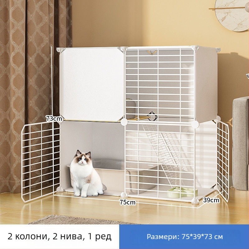 Котешка клетка от неръждаема стомана за вътрешна употреба, двуетажна, просторен вътрешен обем за котенца