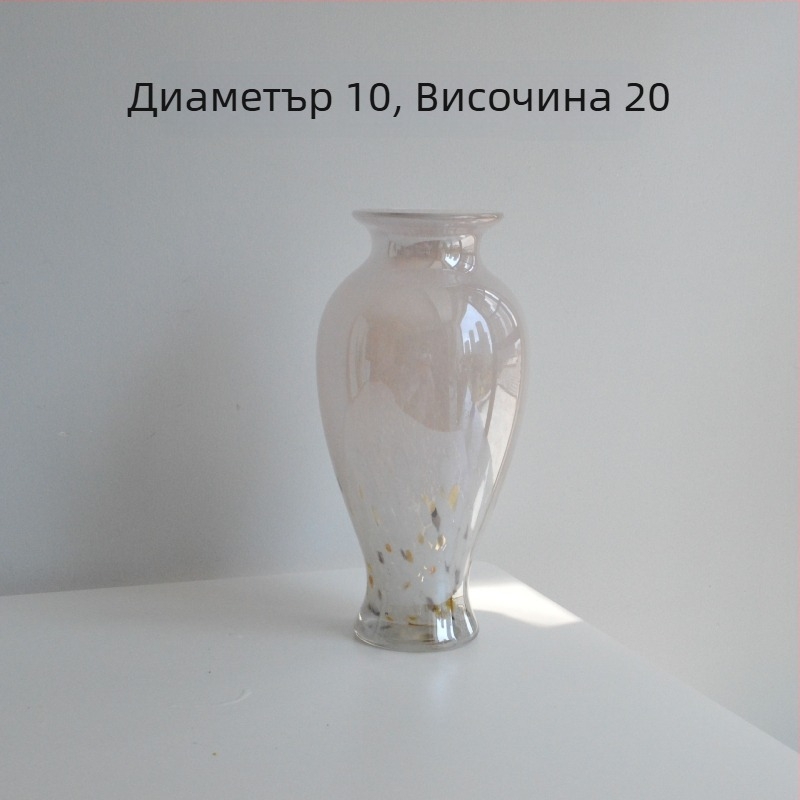 Стъклена ваза в минималистичен стил, дизайнерска арт флорална украса за дневна и антре