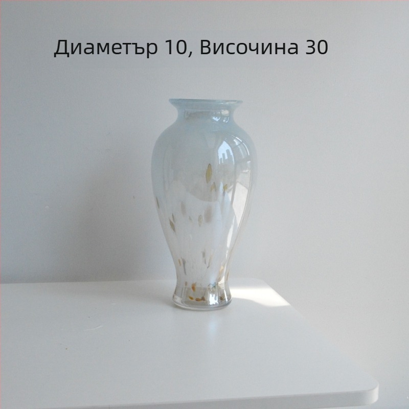 Стъклена ваза в минималистичен стил, дизайнерска арт флорална украса за дневна и антре