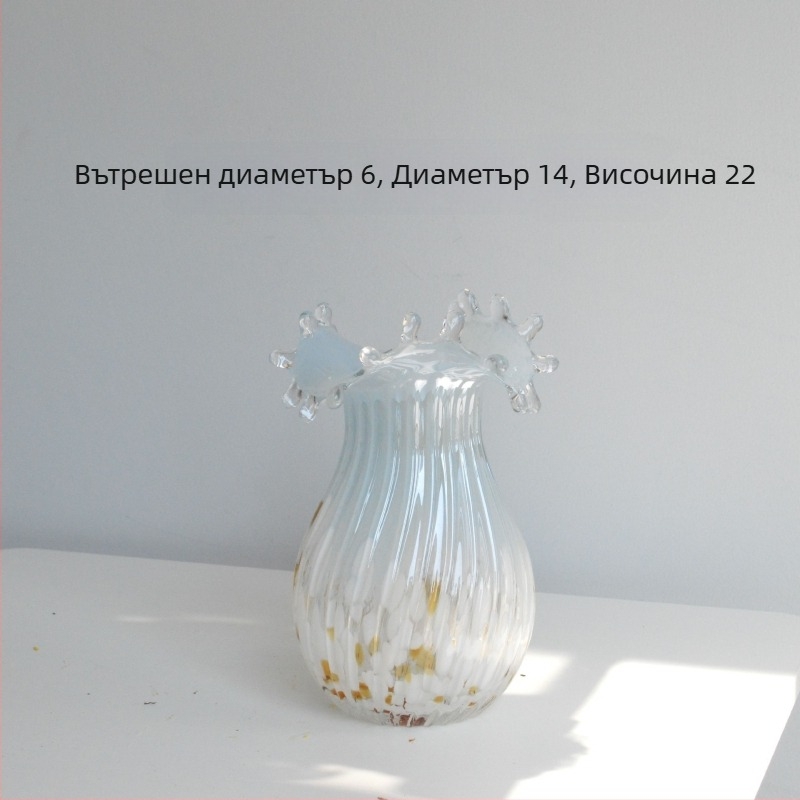 Стъклена ваза в минималистичен стил, дизайнерска арт флорална украса за дневна и антре