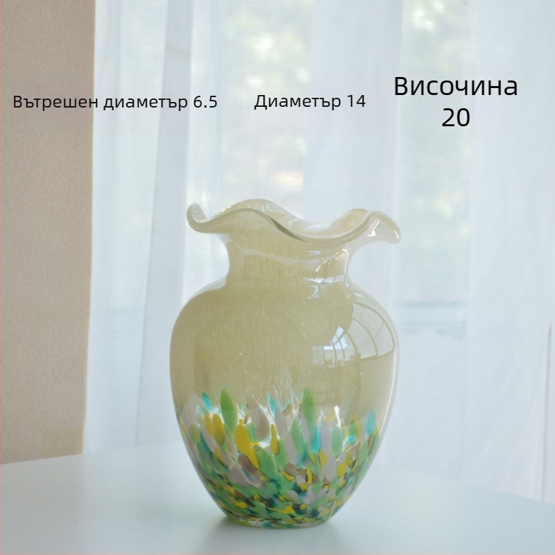 Стъклена ваза в минималистичен стил, дизайнерска арт флорална украса за дневна и антре