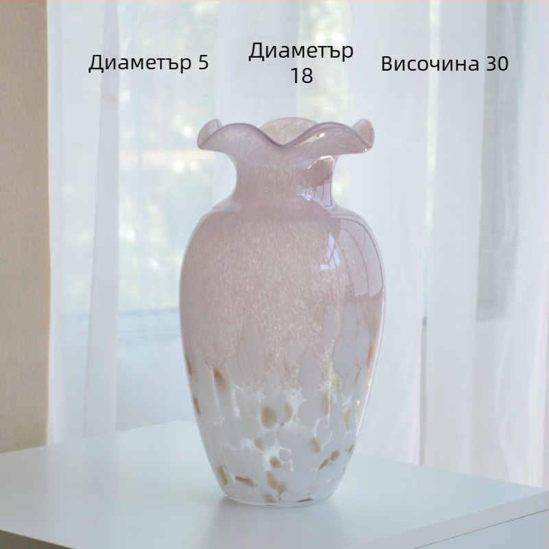 Стъклена ваза в минималистичен стил, дизайнерска арт флорална украса за дневна и антре