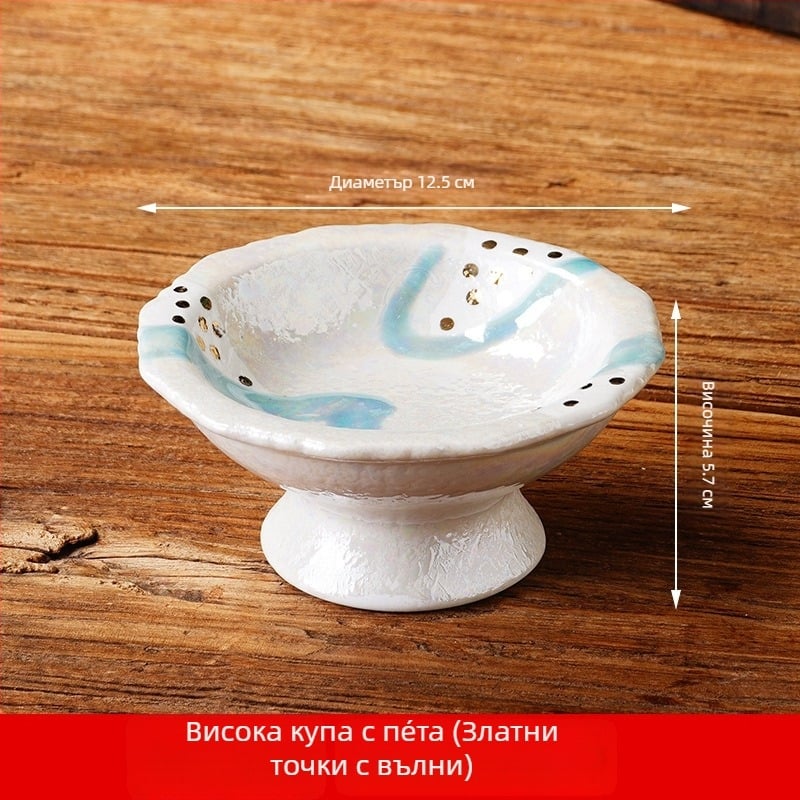 Японски стил висока чиния за предястие, креативна плоча за закуски, персонализиран малък съд, порцеланова сервизна посуда, чаша за декорация за суши