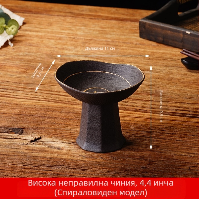 Японски стил висока чиния за предястие, креативна плоча за закуски, персонализиран малък съд, порцеланова сервизна посуда, чаша за декорация за суши