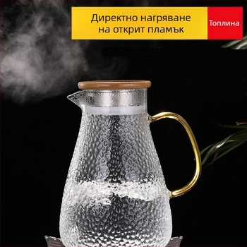 Кана за студени напитки с ударен модел, за всички сезони, от високо боросиликатно стъкло, голям капацитет, подходяща за сокове и студени напитки — домашно и офис приложение