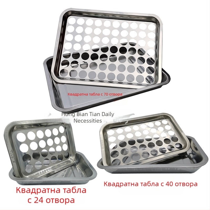 Държач за чаши за вино от неръждаема стомана, квадратен поднос с отвори за чаши, 24–77 отвори