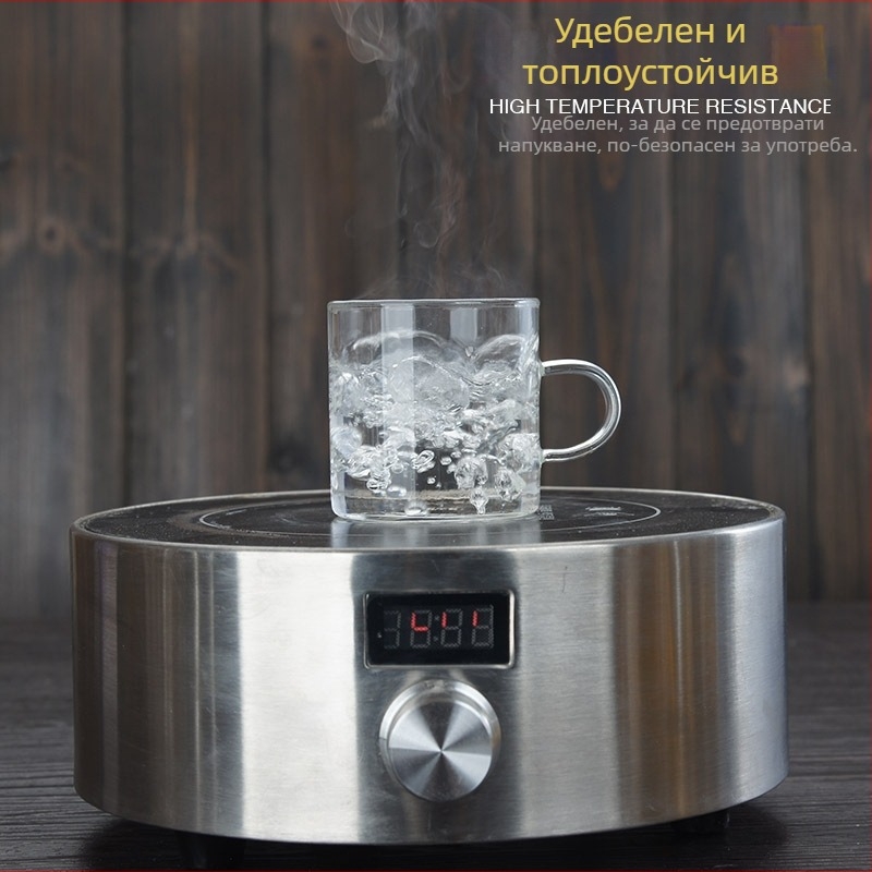Стъклен комплект чаши за чай с дръжки за кунг-фу дегустация на чай – включва чаши за чай и чайни купички