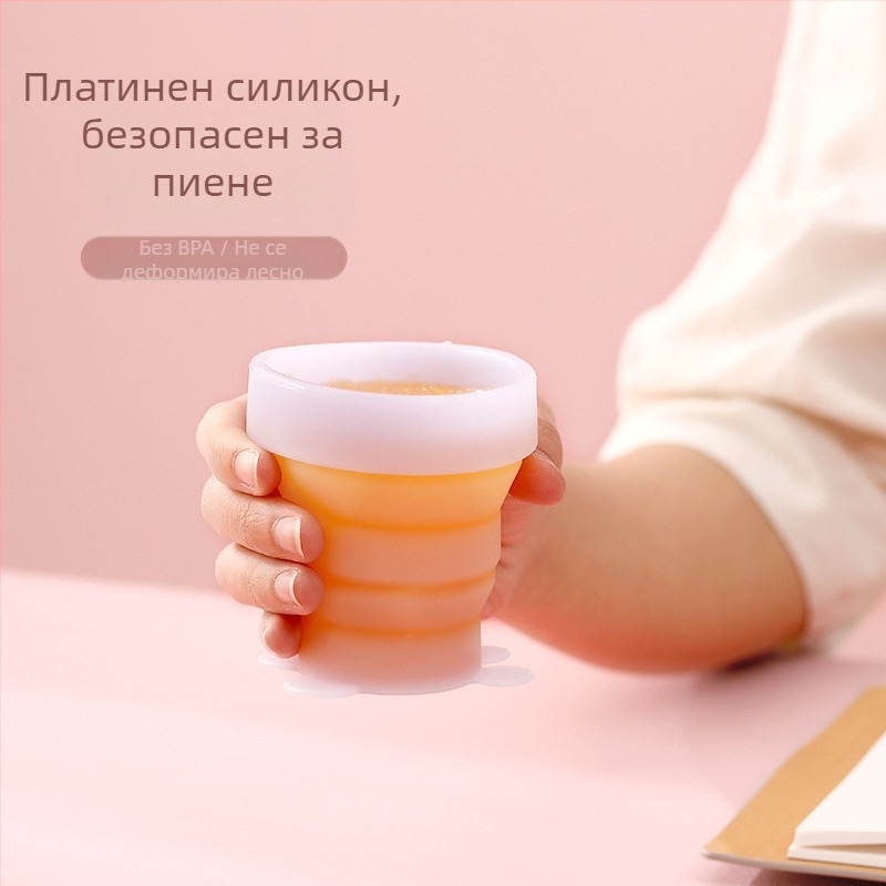 Японски стил сгъваема силиконова чаша за вода с телескопичен дизайн, компактна преносима чаша за пиене и миене на открито