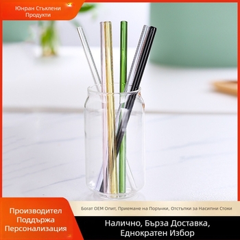 Цветни боросиликатни стъклени сламки за млечен чай, прозрачни прави бъркалки