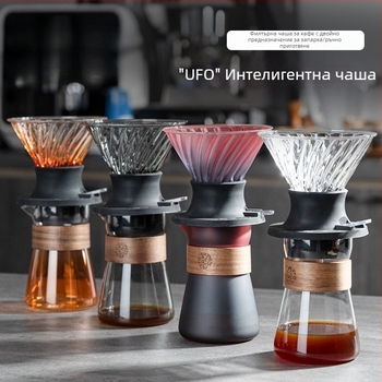 Комплект за ръчно приготвяне на кафе: филтърна чашка и стъклен дрипър за чай