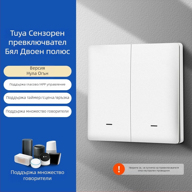 Zhengshang B1 Tuya интелигентен WiFi превключвател, безжичен дистанционен панел за гласово управление, европейски стандарт