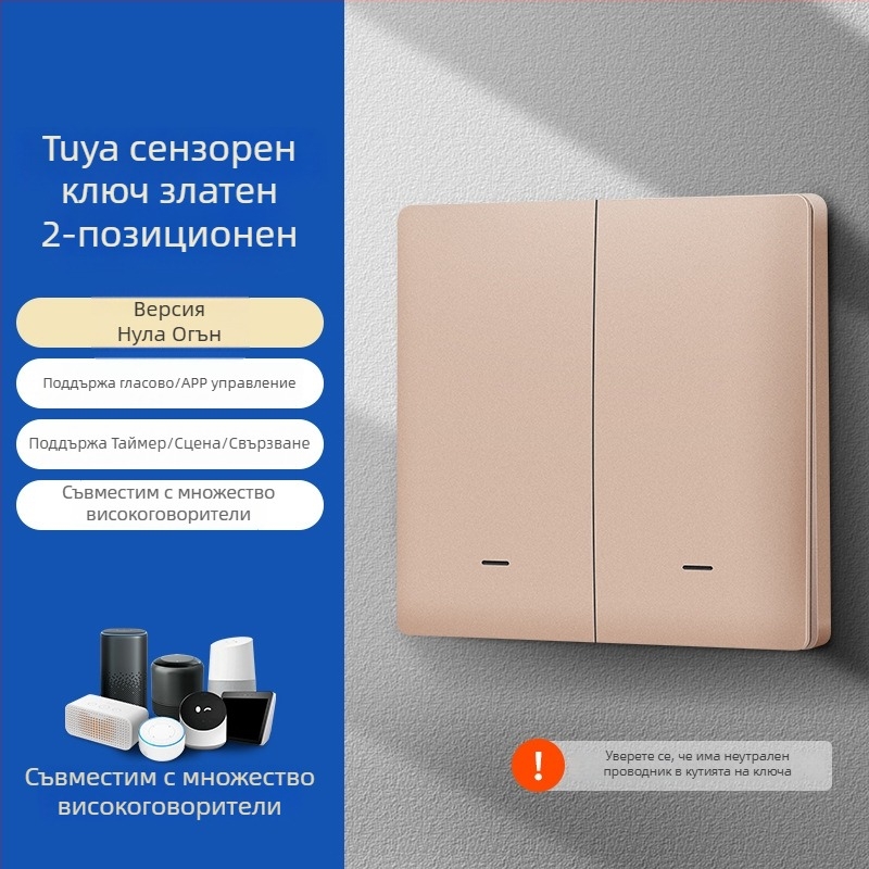 Zhengshang B1 Tuya интелигентен WiFi превключвател, безжичен дистанционен панел за гласово управление, европейски стандарт