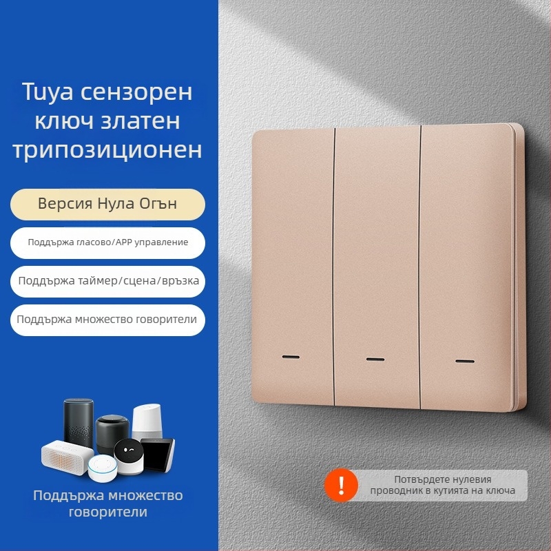 Zhengshang B1 Tuya интелигентен WiFi превключвател, безжичен дистанционен панел за гласово управление, европейски стандарт