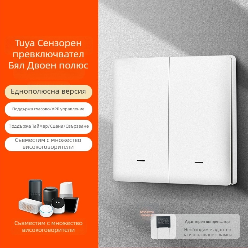 Zhengshang B1 Tuya интелигентен WiFi превключвател, безжичен дистанционен панел за гласово управление, европейски стандарт