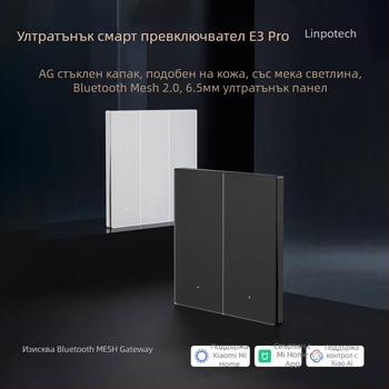 Lingpu E3ProMesh 2.0 AG стъклен превключвател с дистанционно управление и гласово управление