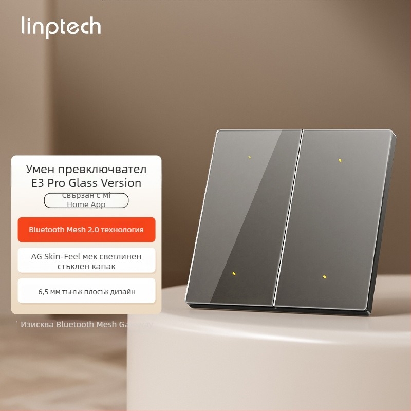 Lingpu E3ProMesh 2.0 AG стъклен превключвател с дистанционно управление и гласово управление