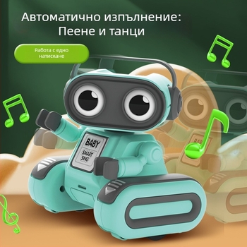 Робот с въртяща се голяма глава, звукови и светлинни ефекти, образователна играчка за деца с функция за запис