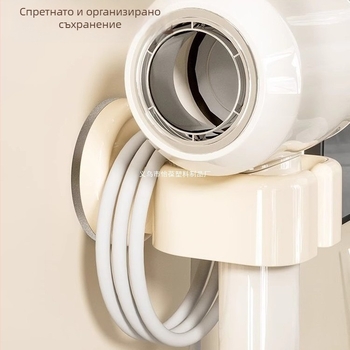 Държач за сешоар с вакуумна чашка за баня — стенен монтаж без пробиване, практично място за съхранение