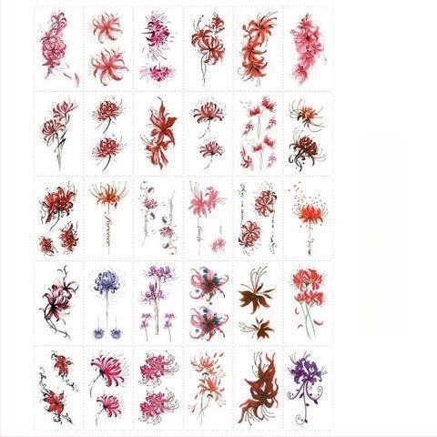 Временни татуировки със Spider Lily и Hell Girl, Инстаграм стил, водоустойчиви за ключицата, дълготраен дизайн за жени