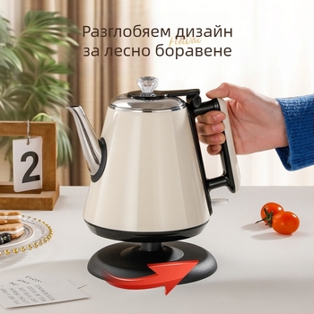 1 л електрическа кана, 304 неръждаема стомана, бързо кипене, дълга дюза, за чай, домашен уред