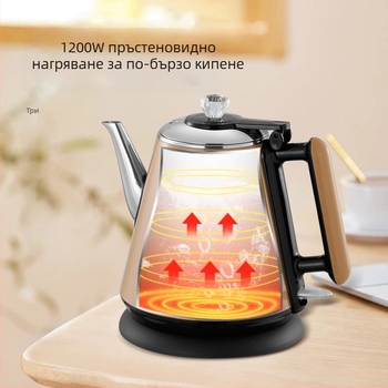 1 л електрическа кана, 304 неръждаема стомана, бързо кипене, дълга дюза, за чай, домашен уред