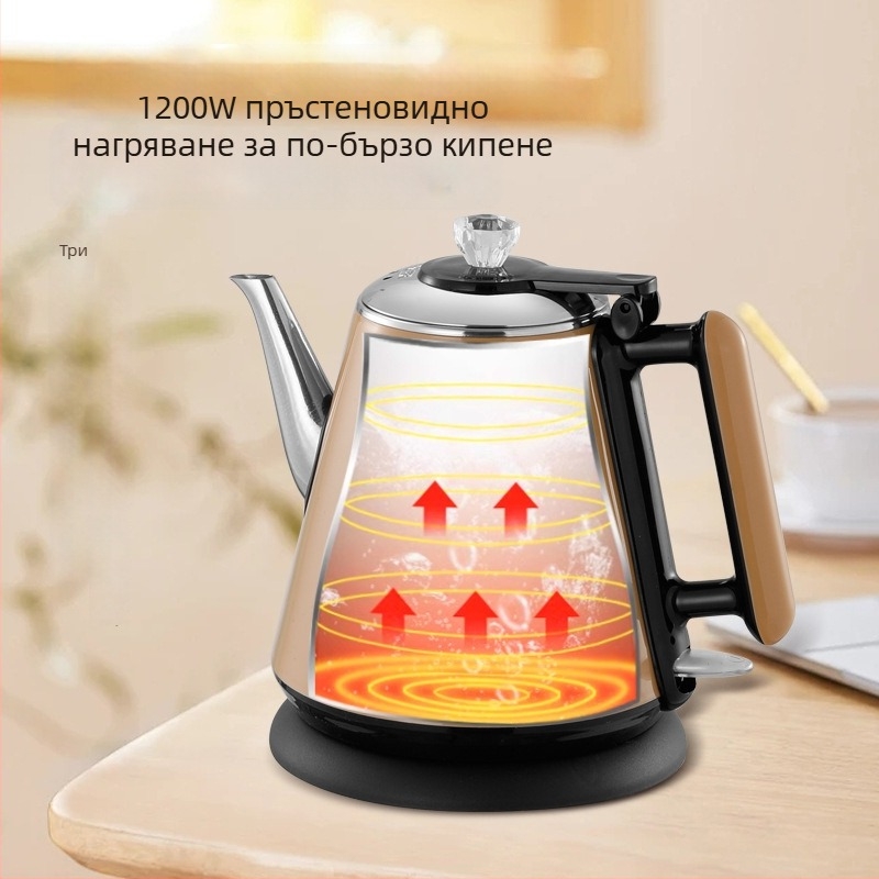 1 л електрическа кана, 304 неръждаема стомана, бързо кипене, дълга дюза, за чай, домашен уред