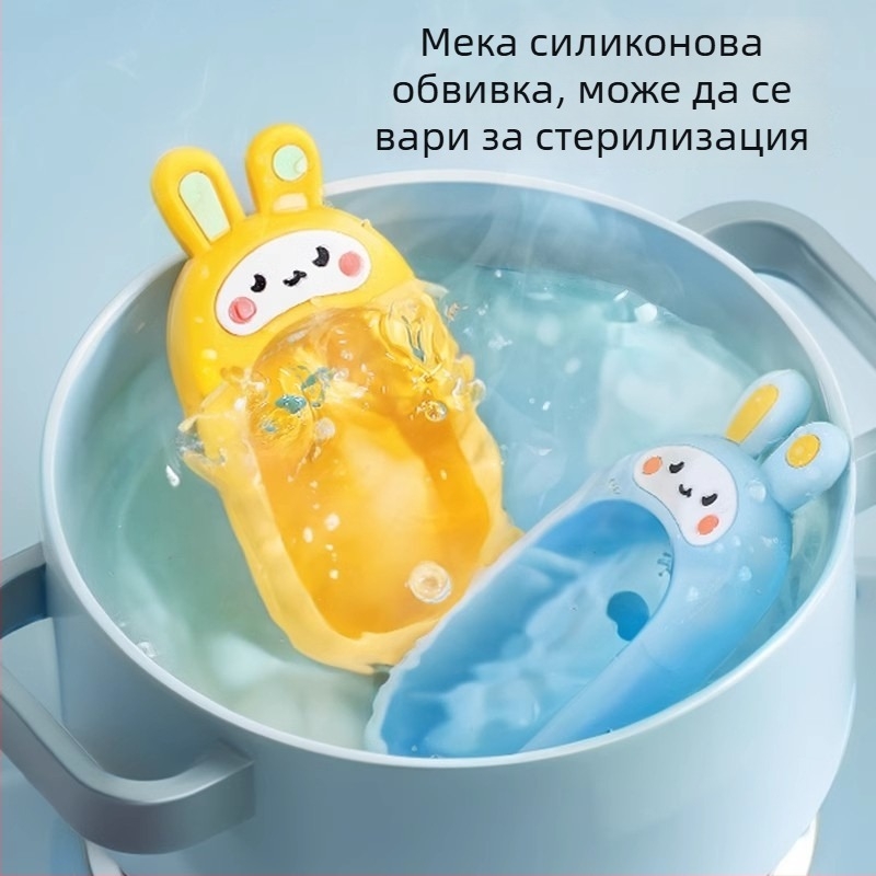 Vibrant Bear Детски обучителен телефон – меко дъвчащо се устройство с форма на зайче, музикална и интерактивна образователна играчка за ранно развитие (0–3 г)