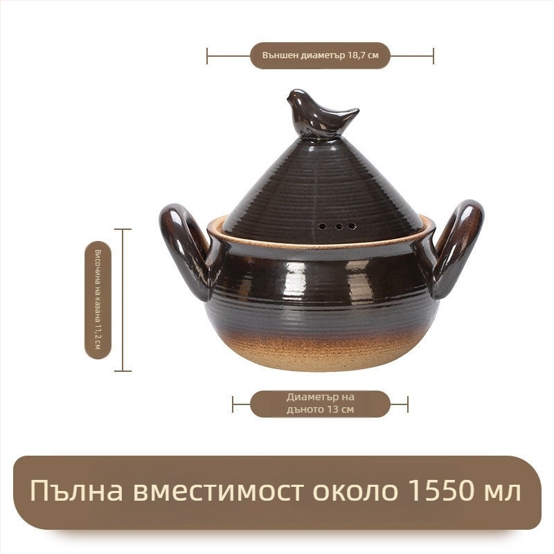 Нов модел керамична касерола за яхнии и супи, устойчива на високи температури, подходяща за готвене над открит огън, голям капацитет, за домашна употреба, за готвене на месо и супа, не се напуква