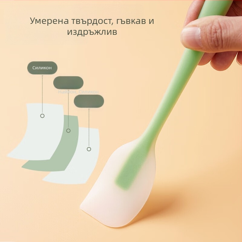 2-частен комплект силиконова четка и шпатула, хранителен клас, 21 см, за печене и барбекю
