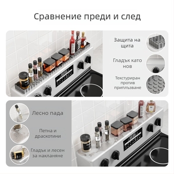 Силиконова подложка за котлон и стойка за подправки, кухненски магнитен органайзер за фурна