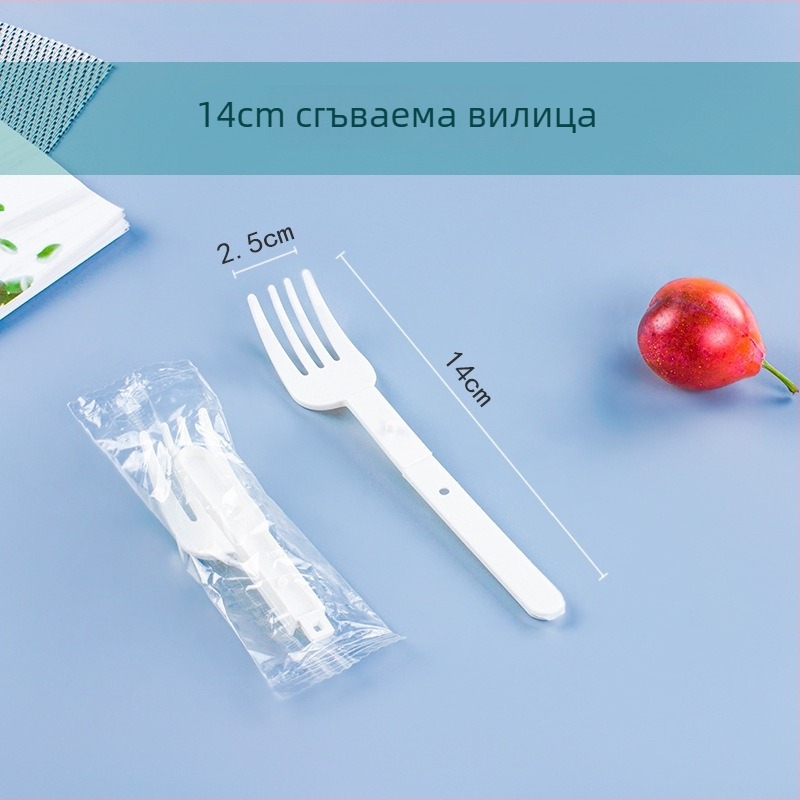 Удебелени еднократни прибори: нож, вилица и лъжица, твърд пластмаса, западен стил прибори с дълга дръжка, лъжички за разбъркване, индивидуално опаковани