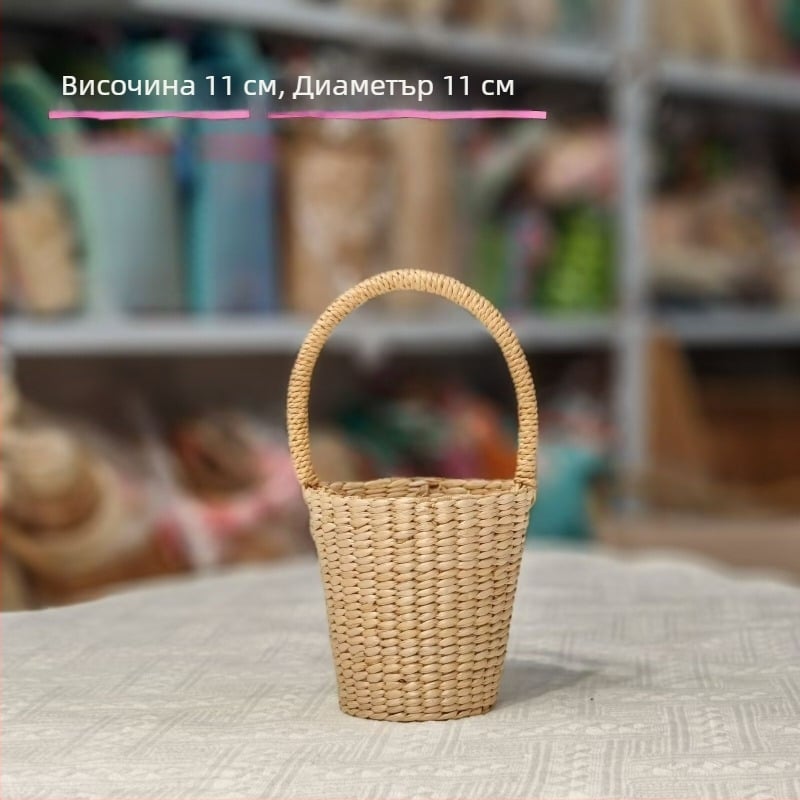 195 нов модел 2024 френски ваканционен стил чанта, ръчно плетена сламена чанта