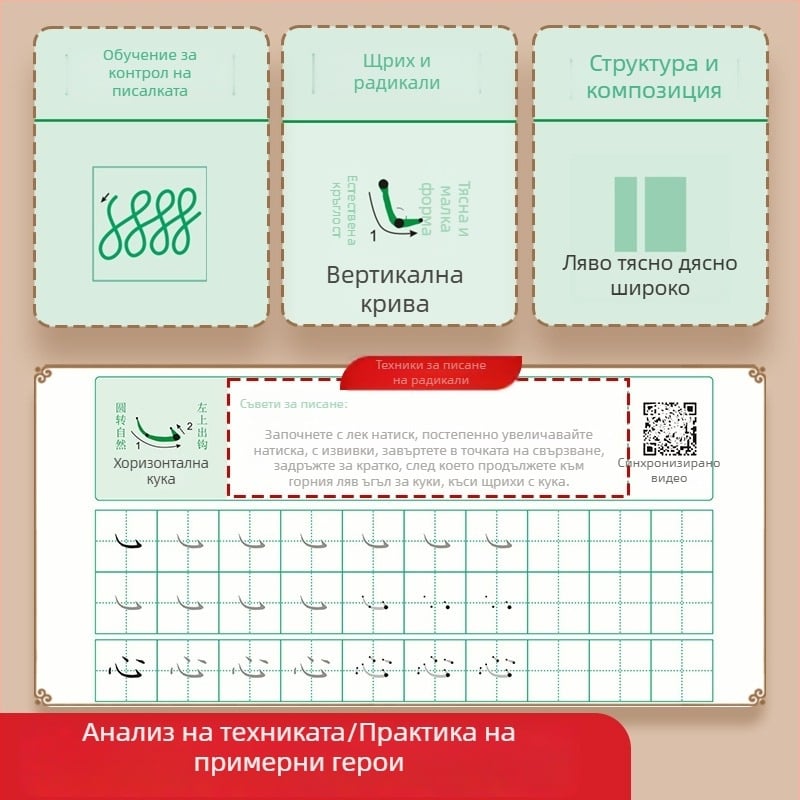 Калиграфия: практика на регулярен почерк — пълен комплект книги за начинаещи за овладяване на основния почерк с писалка и твърдо перо