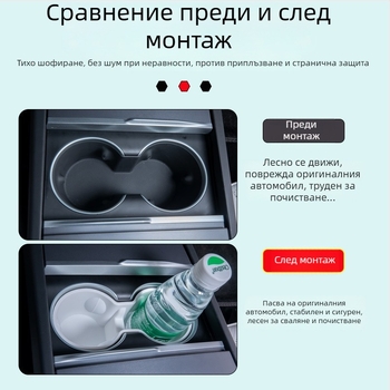 Tesla Model 3 централна конзола: подложка за чаши от ТПЕ с ограничител и кутия за напитки