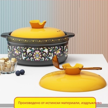 Цветна глинена тенджера за газова печка, съд от глина с глазура с напукване, висока температура, 5 л и повече