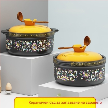 Цветна глинена тенджера за газова печка, съд от глина с глазура с напукване, висока температура, 5 л и повече