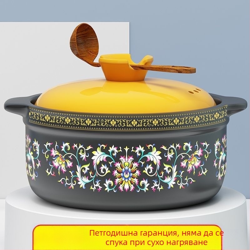 Цветна глинена тенджера за газова печка, съд от глина с глазура с напукване, висока температура, 5 л и повече