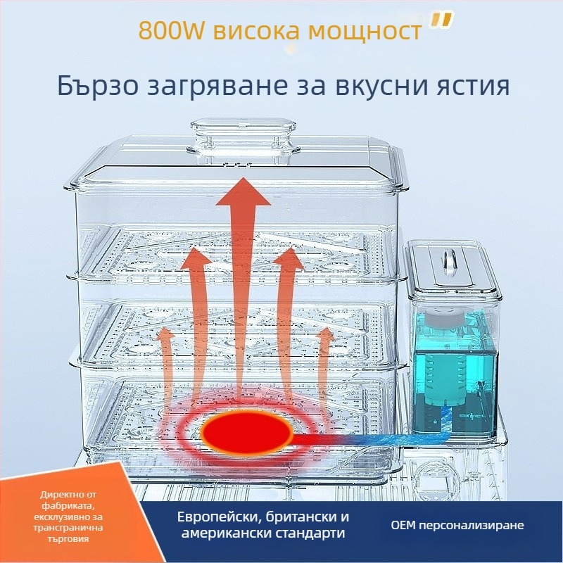 Haofuren електрическа пароварка за домашна употреба, многофункционална трислойна пароварка с голям капацитет и автоматично изключване