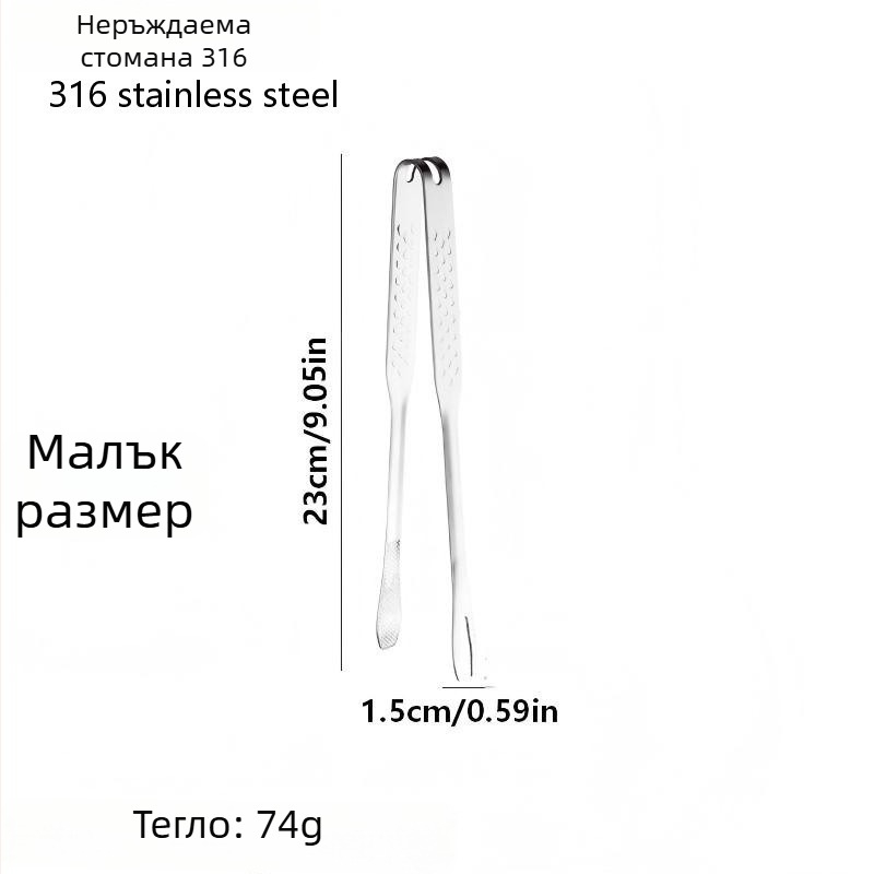 Liangsheng 316 неръждаема стомана дебели щипки за барбекю и храна, кухненски щипки за стек, комбинирана вилица и щипки в корейски стил