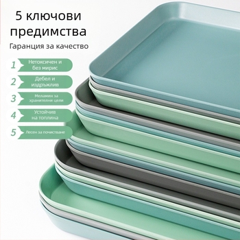 Нордически меламинов поднос за сервиране, правоъгълен, за ресторанти и дом, имитация на порцелан, чайна тава