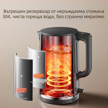Supor 2,2 л електрически чайник от неръждаема стомана с изолация и автоматично изключване