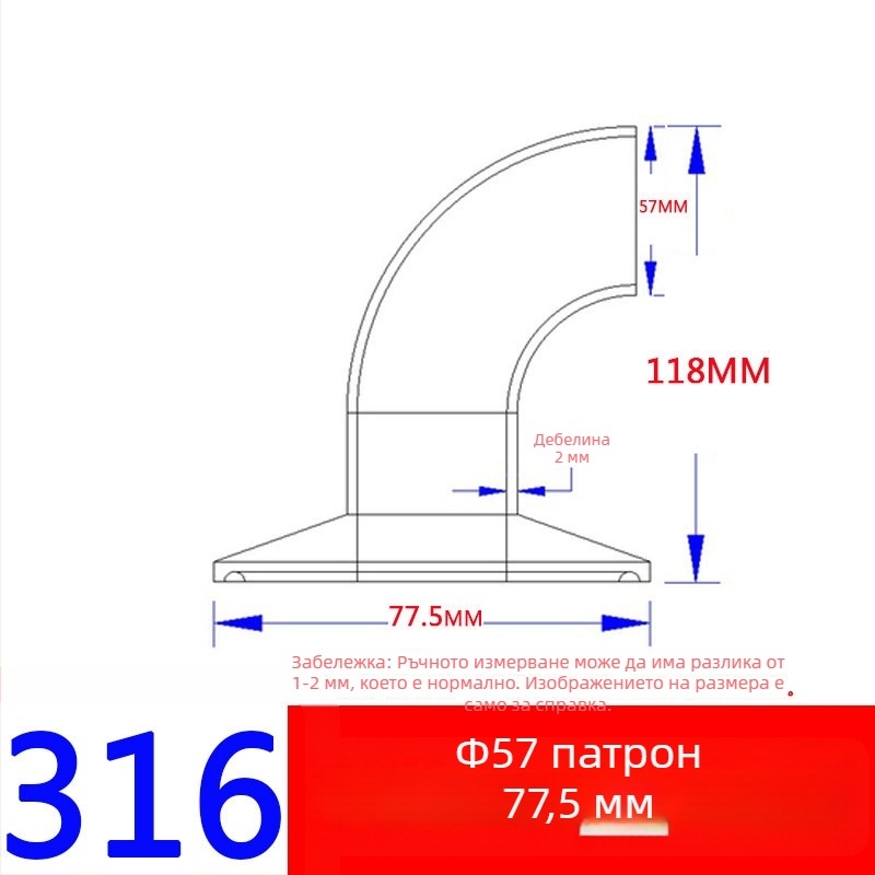 304/316L неръждаема стомана 90° санитарно коляно с единична скоба, огледално полирано, заваряем кламп-съединител