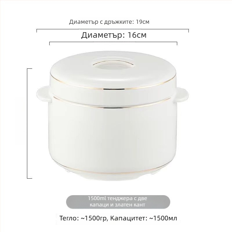 Керамична тенджера за водна баня със двойно капаче и вътрешен съд, за пара на яйца и птичи гнезда.