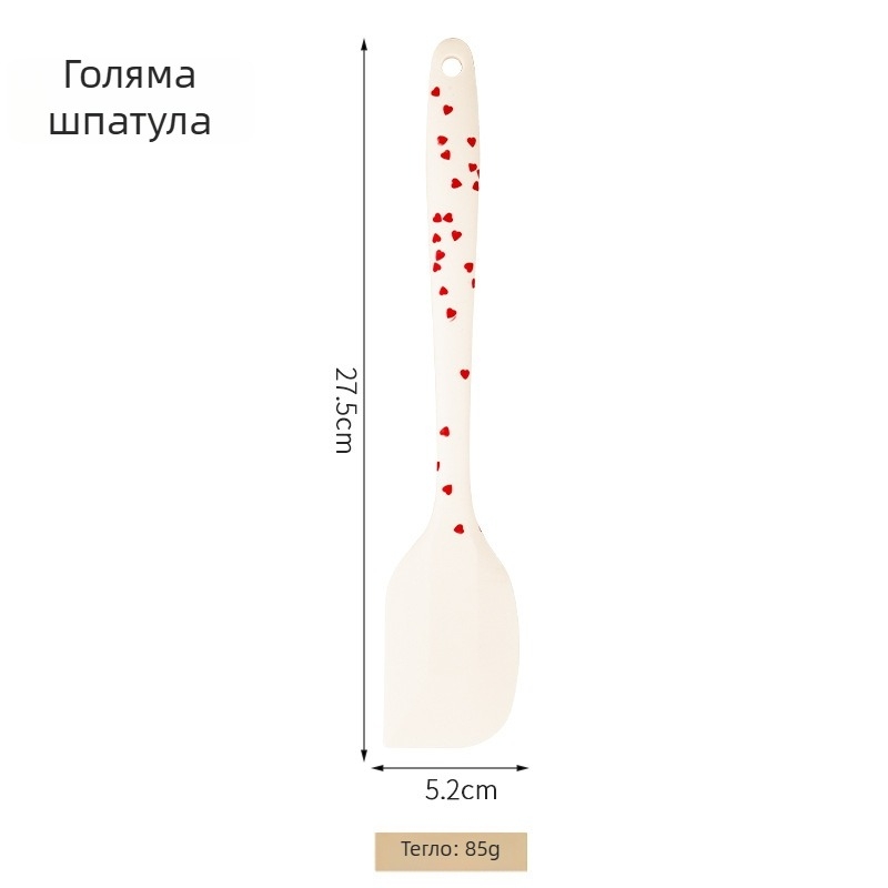 2-частен комплект силиконови инструменти за печене и барбекю: шпатула за торти и високотемператен скребач със силиконова четка за мазнини