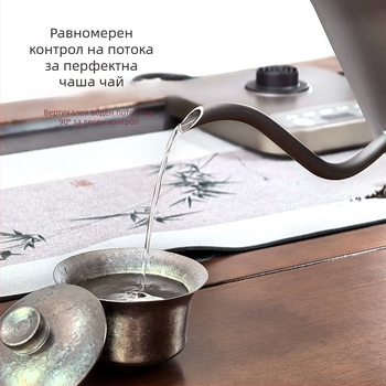 Електрически чайник с контрол на температурата, 0.8 л, корпус от неръждаема стомана и ABS, автоматично изключване, база 360°