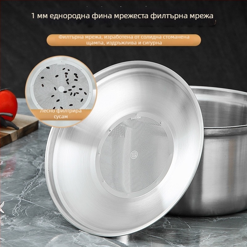 Нов модел фритюрник от 201 неръждаема стомана, удебелен корпус, кухненски съд за съхранение на масло с две дръжки и многофункционална филтър-пан за мазнини