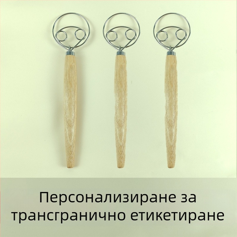 Разбивач за яйца от неръждаема стомана, сито за брашно, миксер за тесто, дървен инструмент за салата от дъб, ръчно кухненско пособие за печене