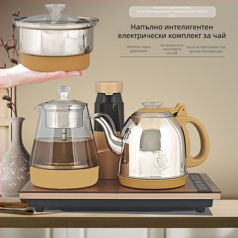 Умен напълно автоматичен електрически чайник с водоснабдяване и вградена обвивка за домашна чаена маса