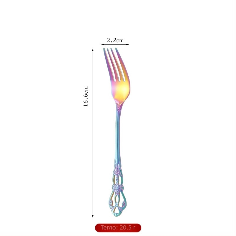 Кралски прибори за хранене от 410 неръждаема стомана, 5-частен комплект: лъжица, вилица и нож за пържола, ретро релеф, европейски стил
