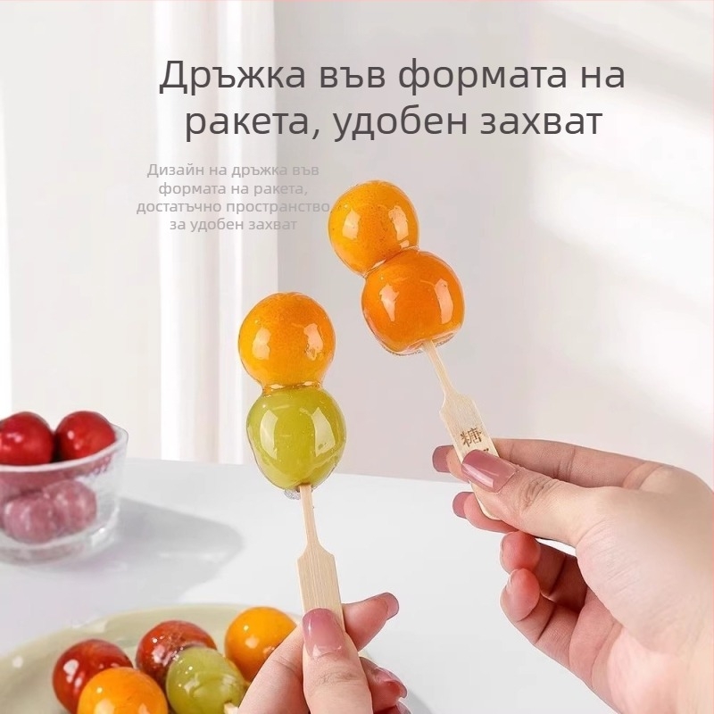 Мини бамбукови шишчета за плодове, шишчета с форма на ракета, хранително качество, еднократни